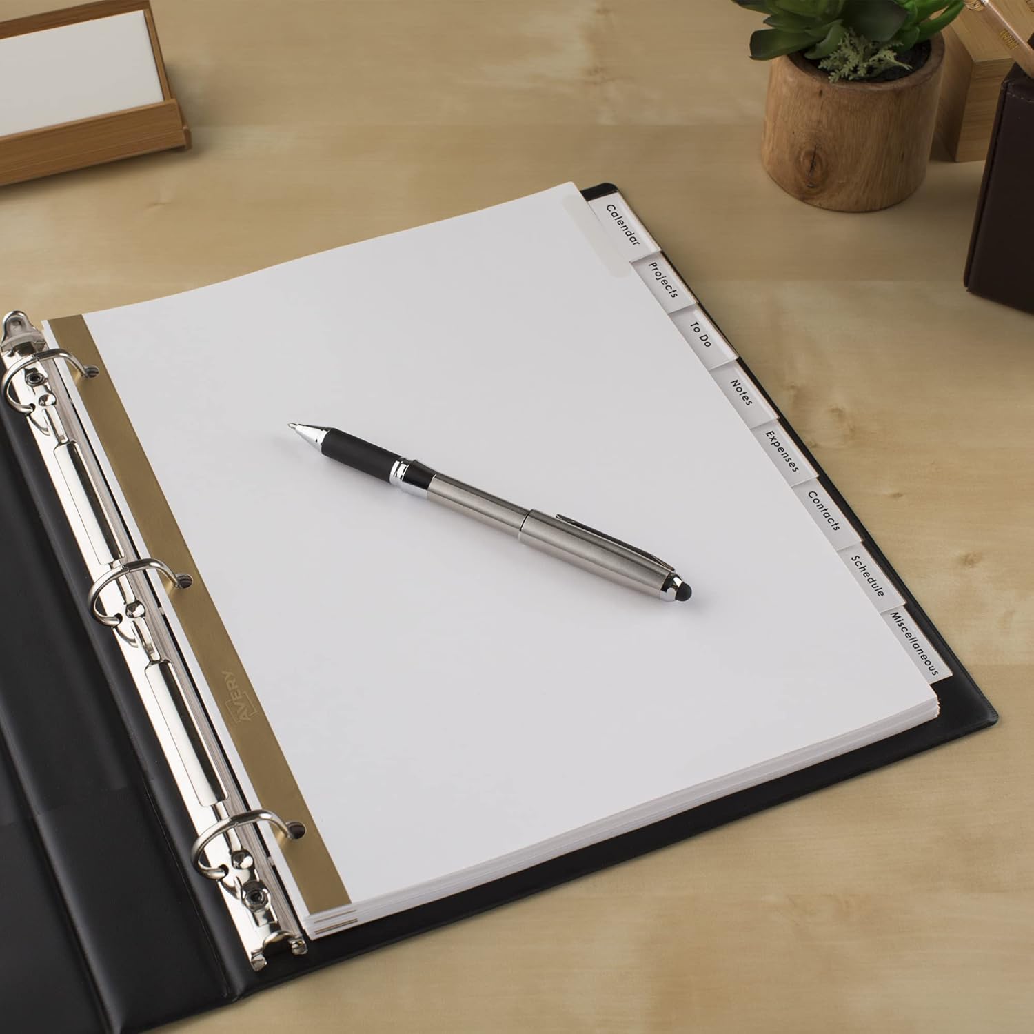 Avery Big Tab Insertable Dividers for 3 Ring Binders, 8-Tab Set, White Paper, Clear Tabs