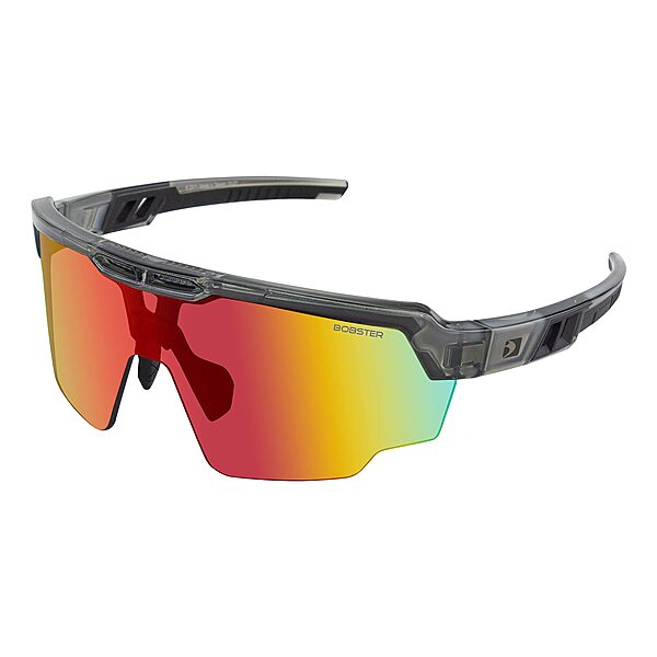 Bobster® Wheelie Cycling Sunglass, Gloss Clear Gray Frame, Smoked Black Red Revo Lens