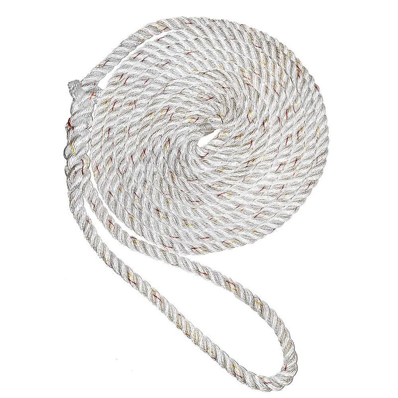 New England Ropes 5/8" Premium 3-Strand Dock Line - White w/Tracer - 25'