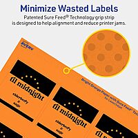 Avery Printable Square Labels, Sure Feed Technology, 2-1/2" x 2-1/2", Bright Orange Labels, Laser/Inkjet Printable, 90 Total, Great for Jars and Packaging 90 labels