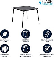 Flash Furniture Madelyn 33.5" Square Folding Multipurpose Card Table with Padded Vinyl Top