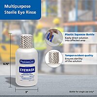 PhysiciansCare Eye Wash Solution, Sterile Isotonic Buffered Solution for Flushing & Irrigating Eyes
