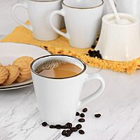 Elama Arthur 6 Piece Stoneware Mug Set in Matt White with Gold Rim