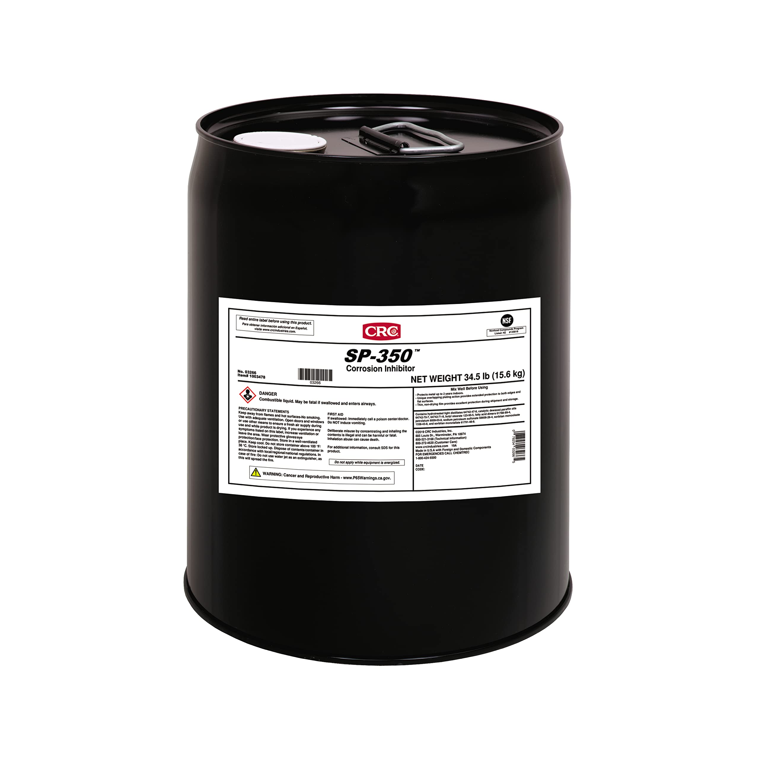 CRC SP-350 Corrosion Inhibitor 03266 - 5 Gallon, Long Term Rust Prevention Lubricant for Indoor Applications