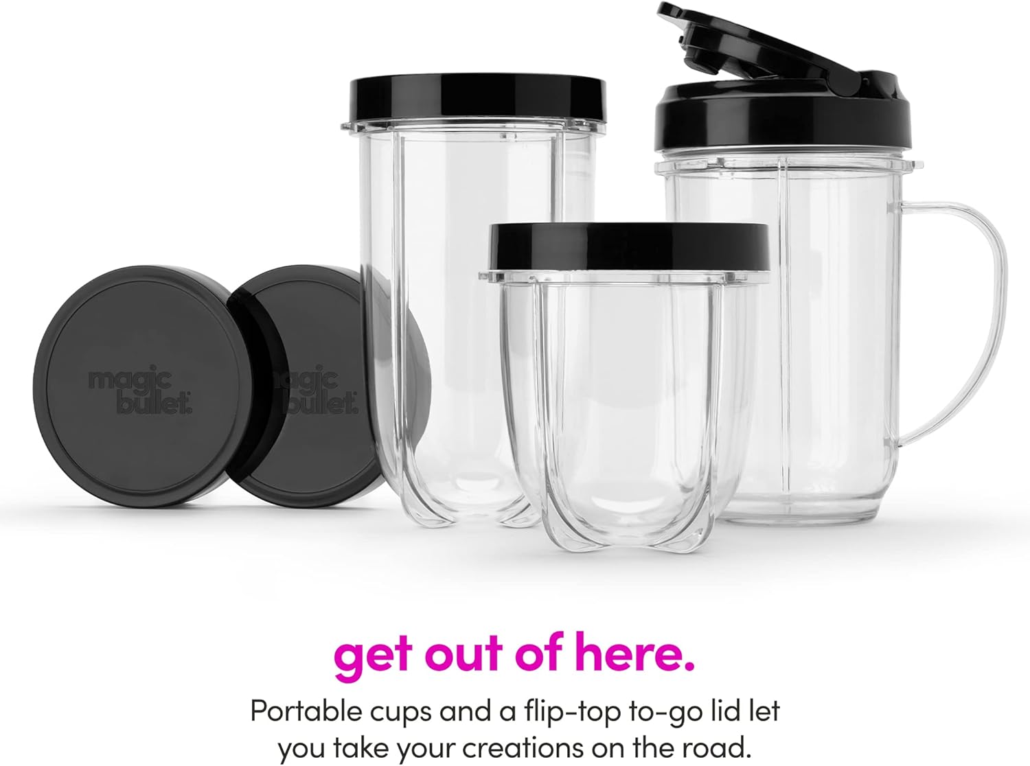 Magic Bullet Blender, Small, Silver, 11 Piece Set 11 Piece Blender Set Silver/Black