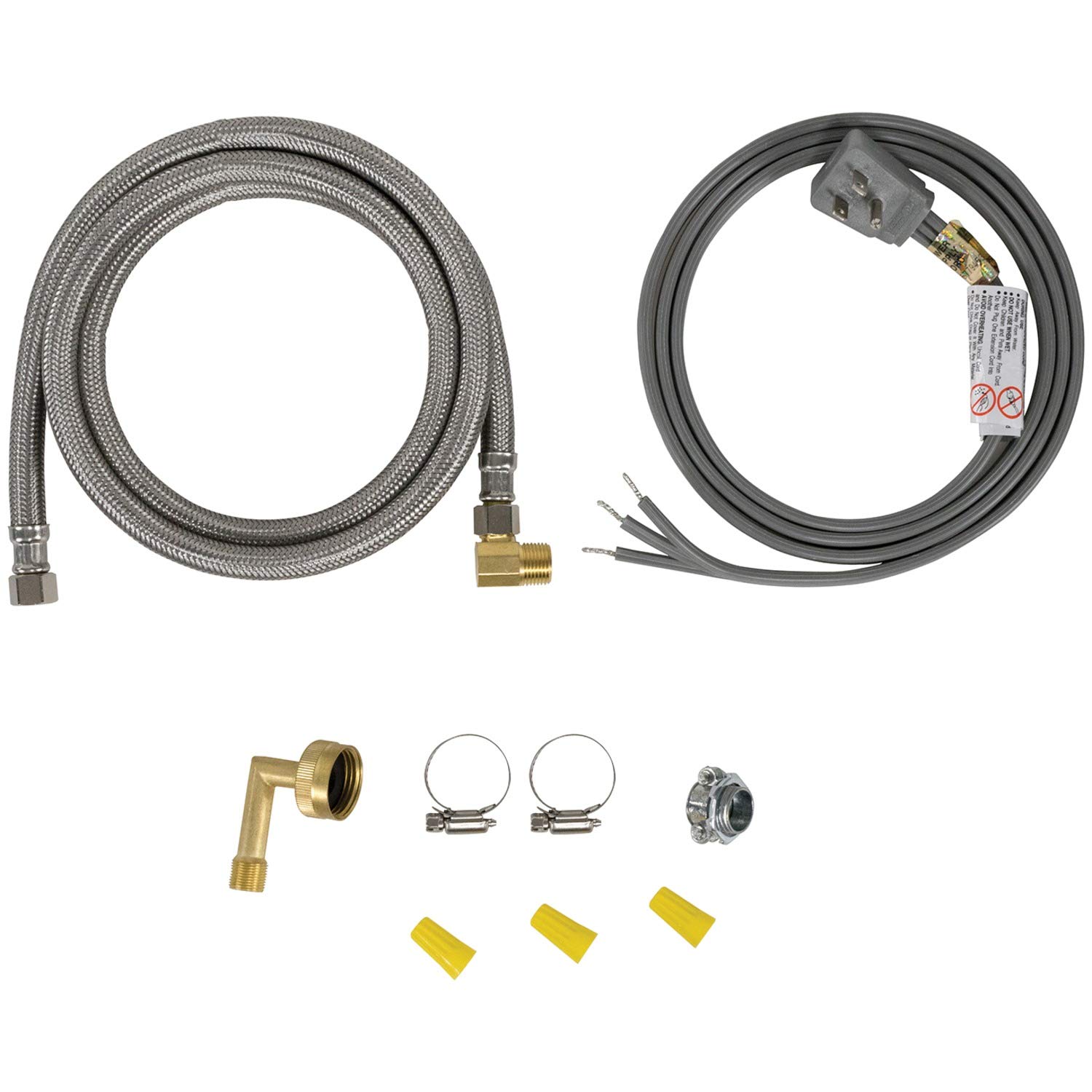 Certified Appliance Accessories Dishwasher Installation Kit with Dishwasher Hose and 3 Wire Power Cord - Degree Plug Head