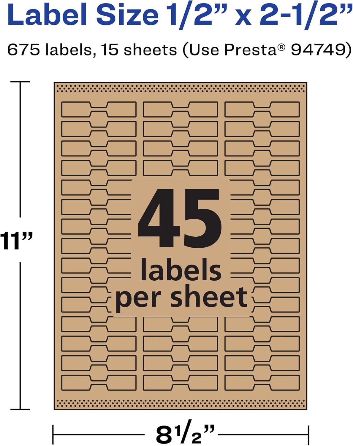 Avery Kraft Brown Barbell Labels, Sure Feed Technology, 0.5" x 2.5", Laser/Inkjet Printable