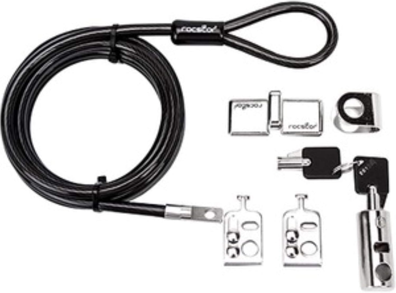 Rocstor Y10C181-B1 Rocbolt Desktop and Peripherals Security Locking Kit with 8’ Cable and Key Lock - Galvanized Steel