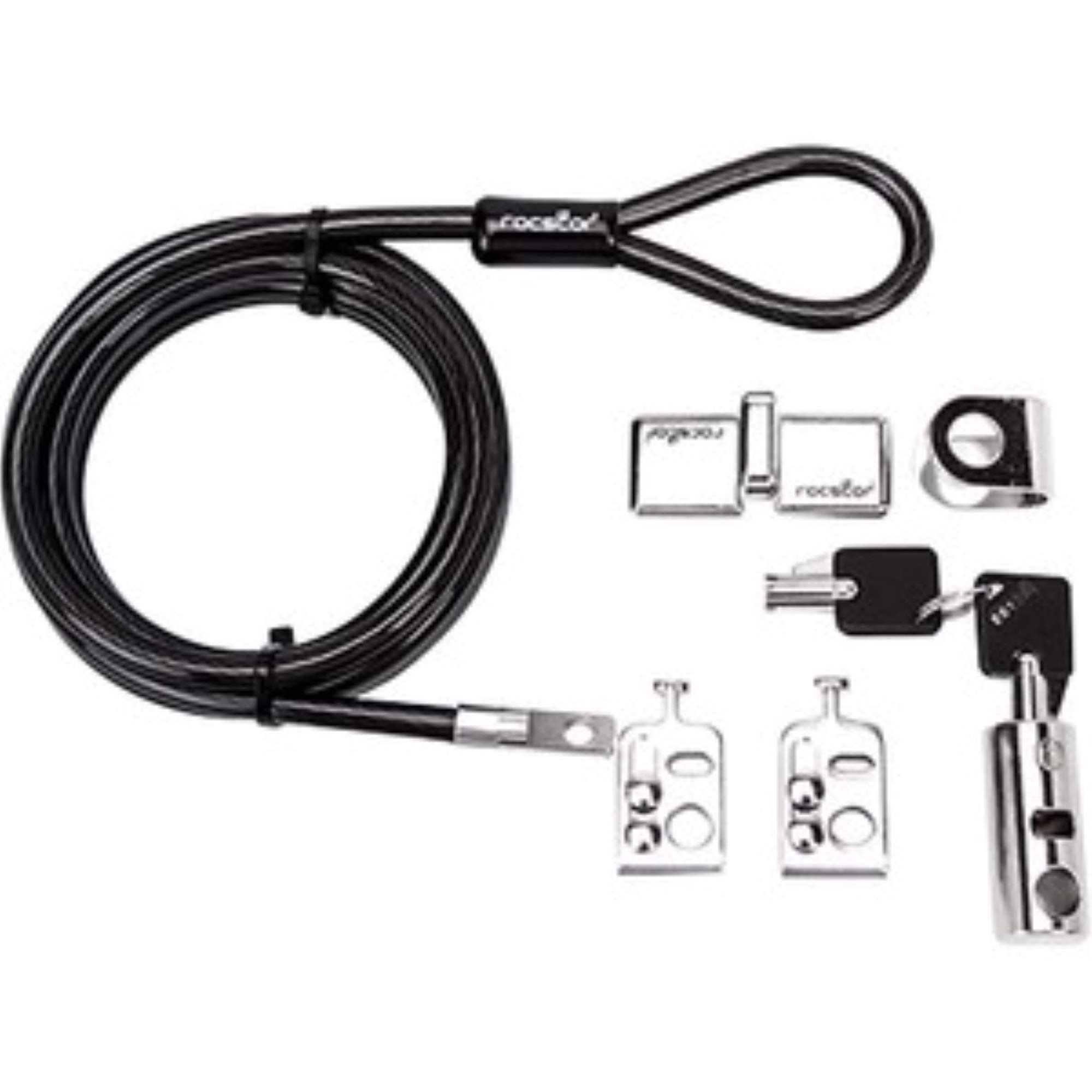 Rocstor Y10C181-B1 Rocbolt Desktop and Peripherals Security Locking Kit with 8’ Cable and Key Lock - Galvanized Steel