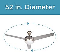 BLACK+DECKER 52 in. Ceiling Fan with Light and Remote - Brushed Nickel