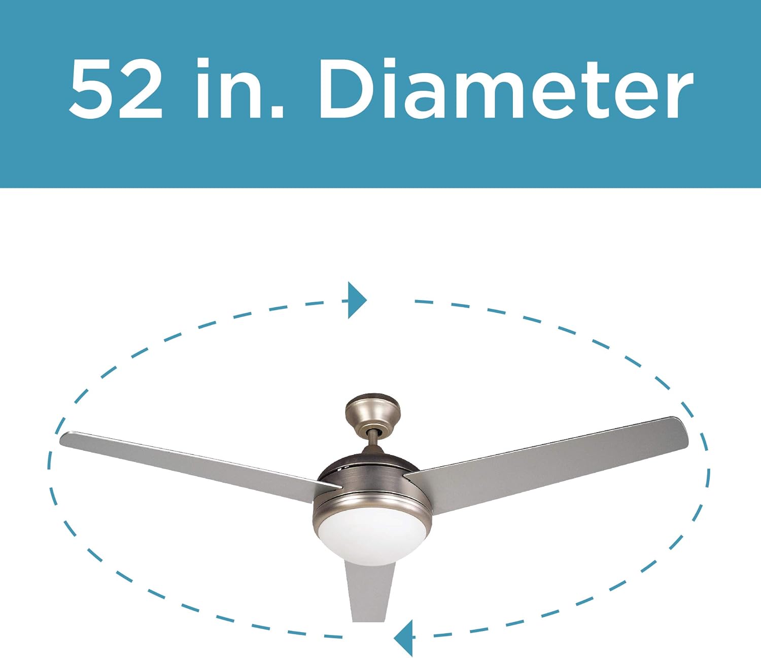 BLACK+DECKER 52 in. Ceiling Fan with Light and Remote - Brushed Nickel