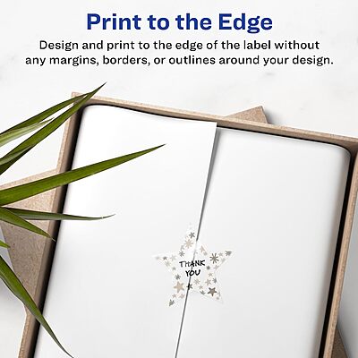 Avery Glossy Clear Star Labels, Sure Feed Technology, 2-1/4" x 2-3/8", Print-to-The-Edge, Laser/Inkjet Printable