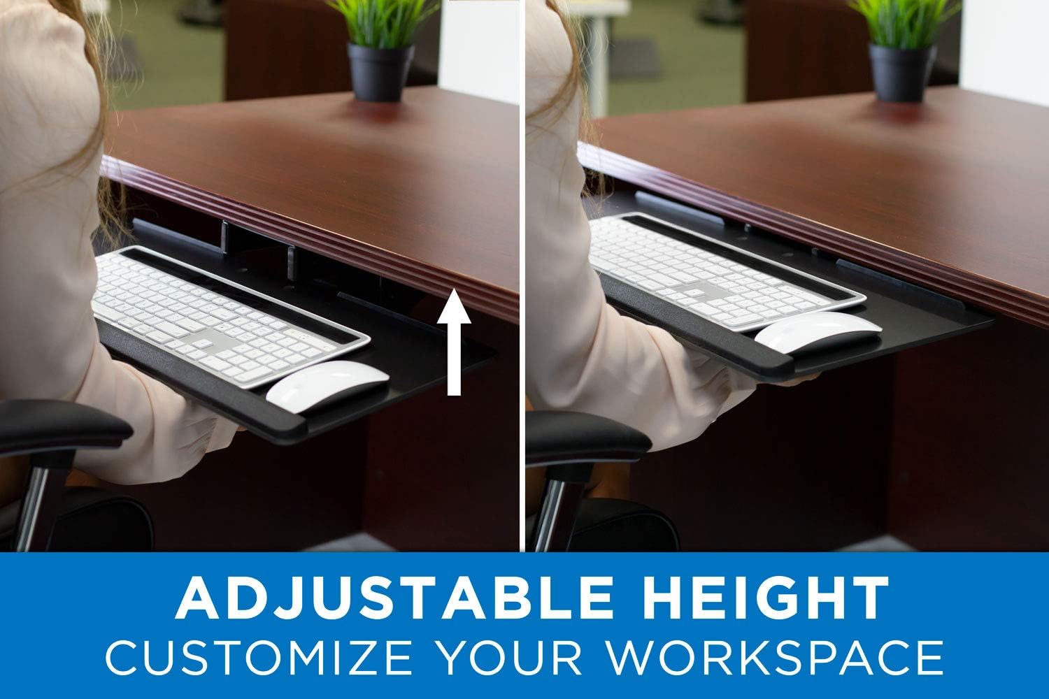 Mount-It! Under Desk Computer Keyboard and Mouse Tray, Slide Out Ergonomic Keyboard Drawer with Gel Wrist Pad, Tilt