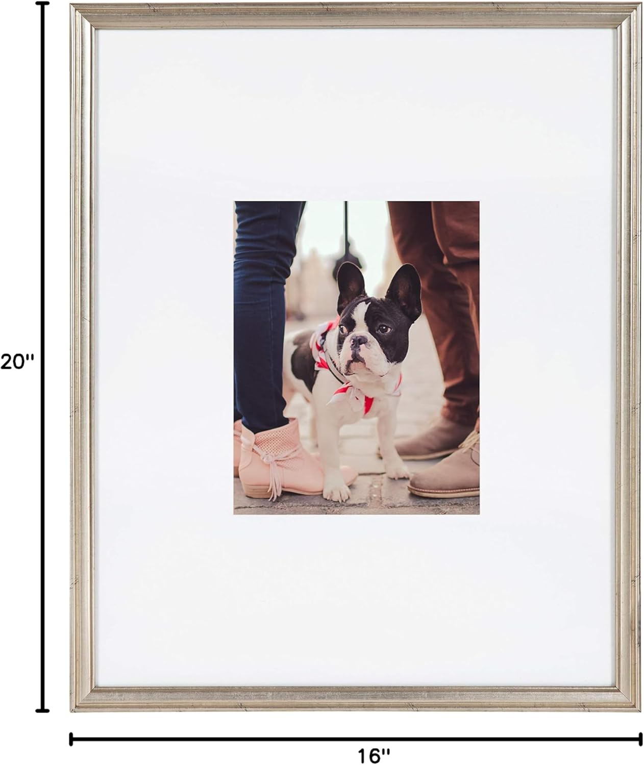 Kate and Laurel Adlynn Wall Picture Frame Set, 16" x 20" matted to 8" x 10", Warm Silver