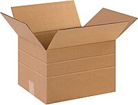 Partners Brand Multi-Depth Corrugated Boxes, 12 x 10 x 6 in, Kraft - Bundle of 25