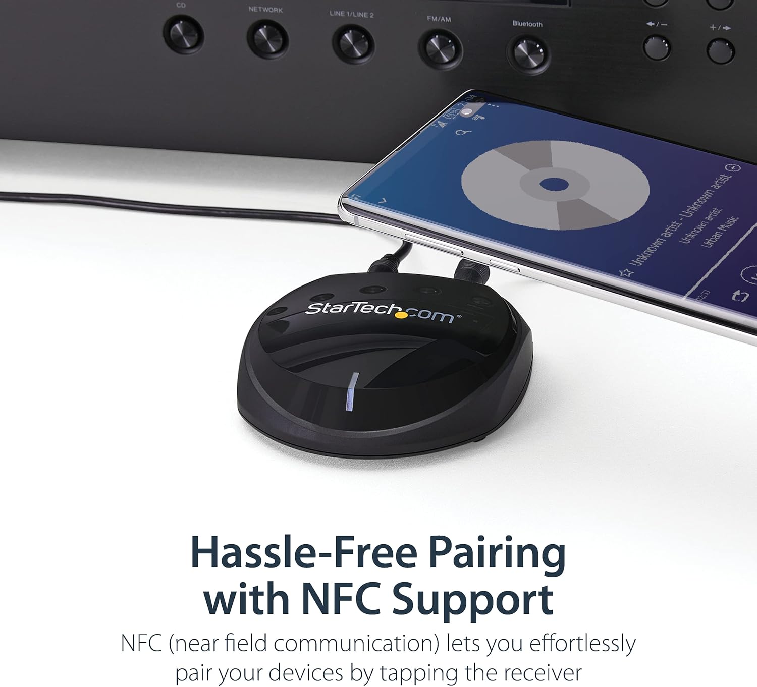 StarTech.com Bluetooth 5.0 Audio Receiver with NFC - Bluetooth Wireless Audio Adapter BT 5.0-66ft (20m) Range