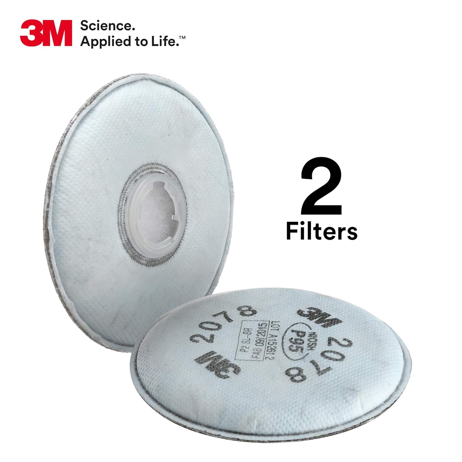 3M P95 Respirator Filter 2078, 1 Pair, Helps Protect Against Oil and Non-Oil Based Particulates