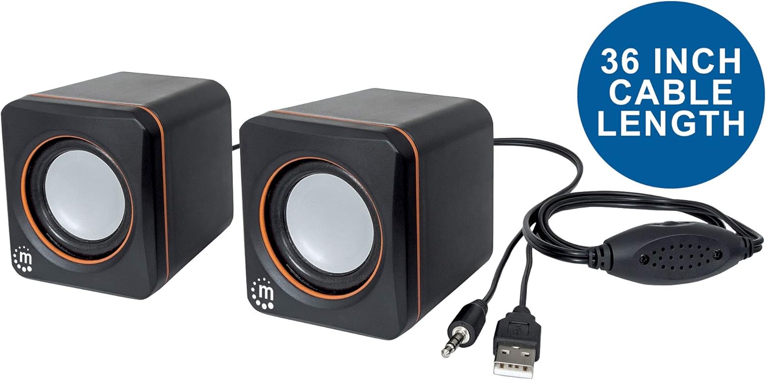 Manhattan USB Powered Stereo Speaker System - Small Size - 161435