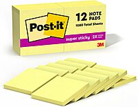 Post-it Super Sticky Notes, 12 Sticky Note Pads, 3 x 3 in., School Supplies, Office Products