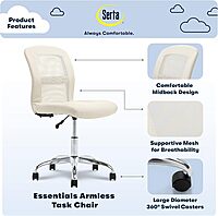 Serta Essentials Mid-Back Computer Chair, Faux Leather and Mesh