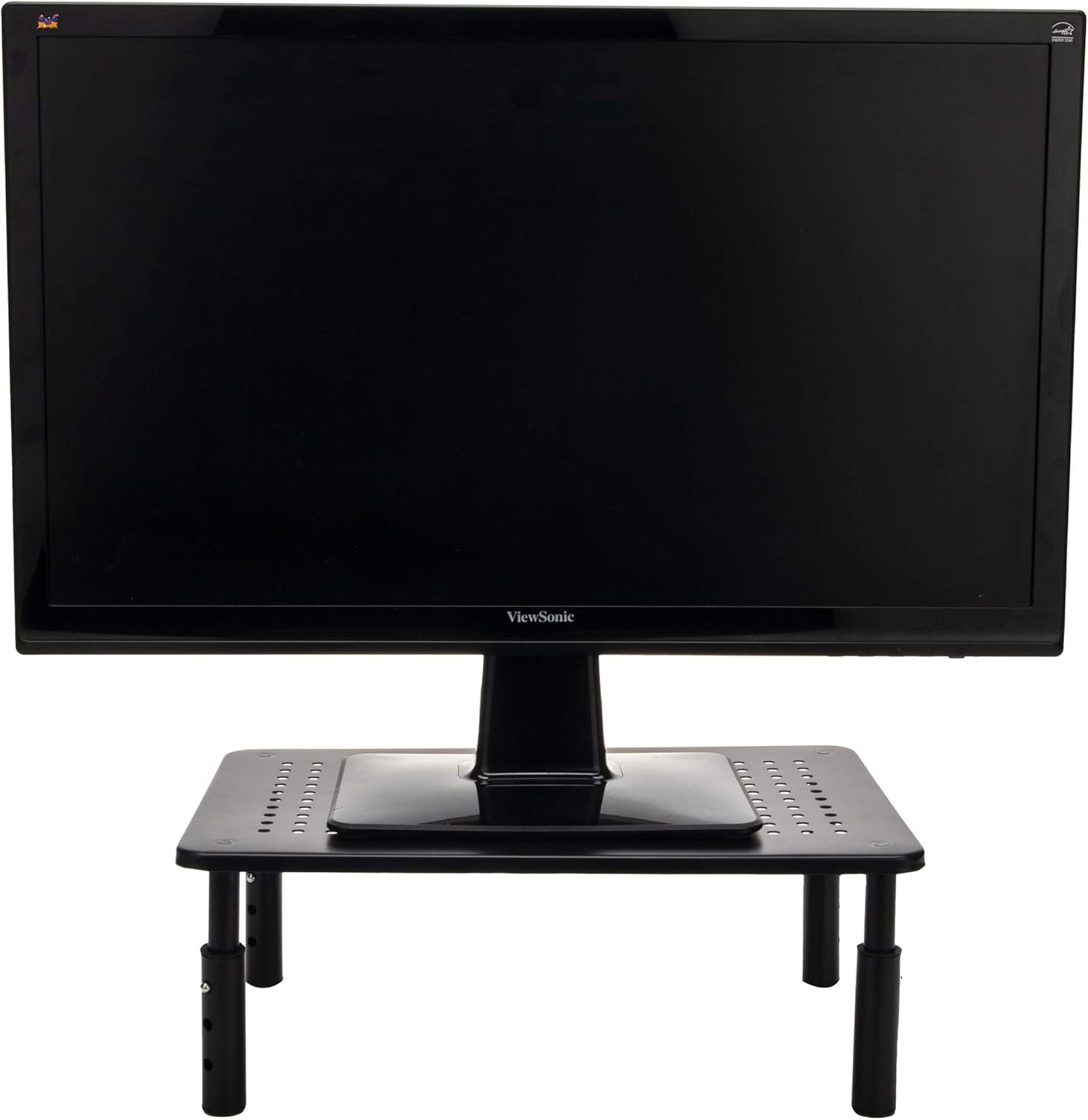 MIND READER Monitor Stand, Height Adjustable, Ventilated Laptop Riser, Metal, 14.5" L x 9.25" W x 4-5.5" H