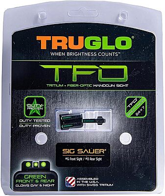 TRUGLO TFO Tritium & Fiber-Optic Front & Rear Handgun Sight Set Compatible with Sig Sauer Handguns