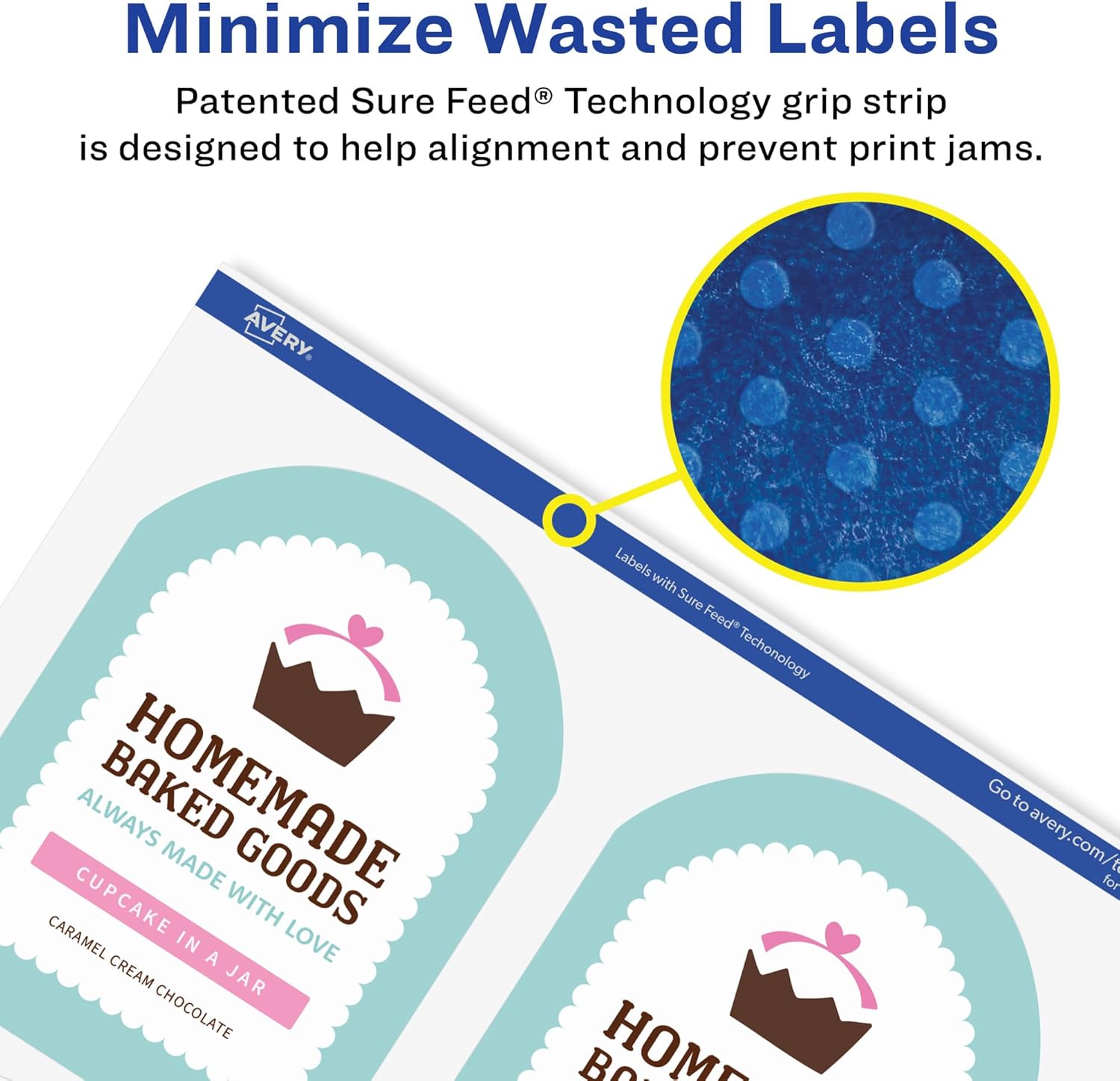 Avery Matte White Removable Arched Labels, Sure Feed Technology, Print-to-The-Edge, 4.75" x 3.5", Laser/Inkjet Printable