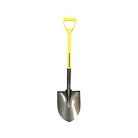 Nupla Ergo Round Point Garden Shovel Spade with Durable 27 inch Fiberglass Handle and 14 Gauge Heavy Duty Blade