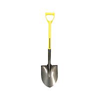 Nupla Ergo Round Point Garden Shovel Spade with Durable 27 inch Fiberglass Handle and 14 Gauge Heavy Duty Blade