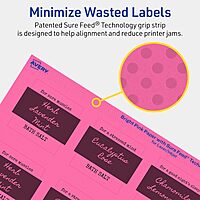 Avery Printable Square Labels, Sure Feed Technology, 2" x 2", Bright Pink - 120