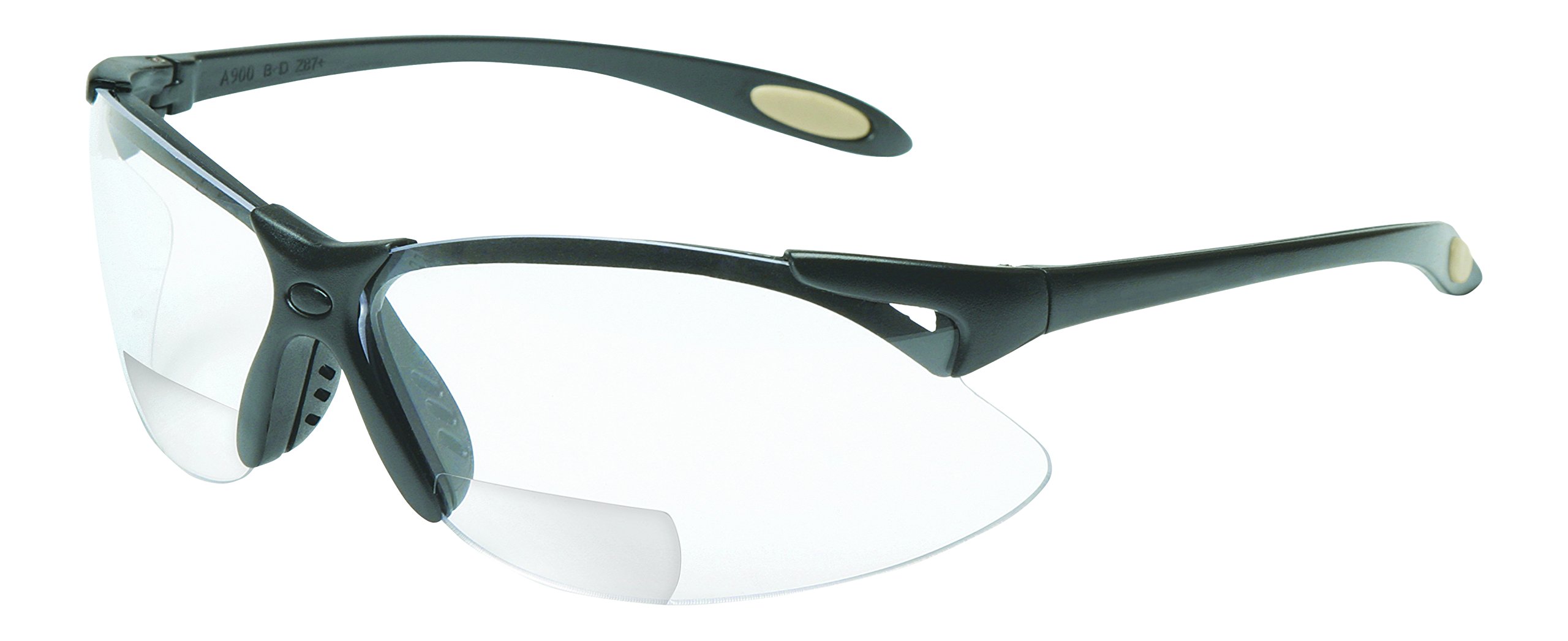 UVEX by Honeywell A951 Reader/Magnifier Series Black Frame, +2.0 Diopter Clear Lens with Anti-Scratch Hardcoat