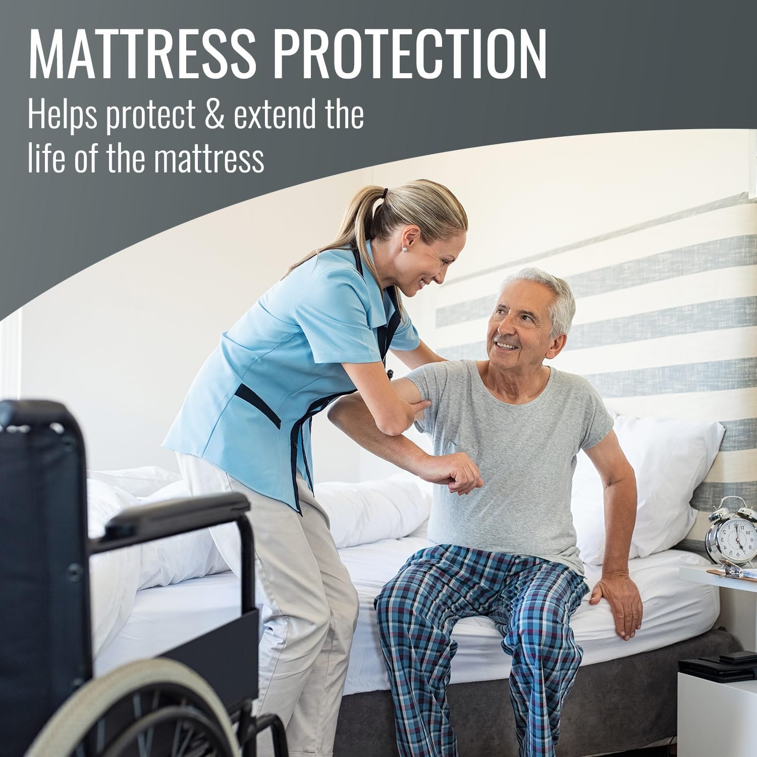 DMI Waterproof Mattress Protector and Cover, Contoured Fitted Sheet Fit, King Fitted King