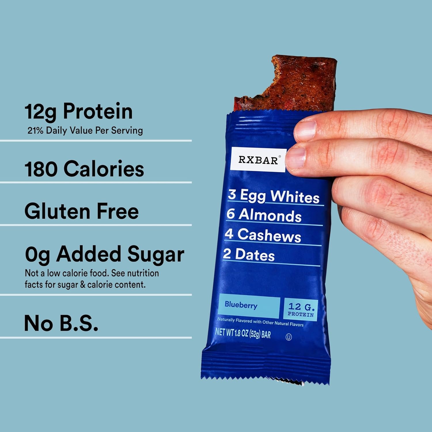RXBAR Protein Bars, Protein Snack, Snack Bars, Blueberry, 22Oz Box (12 Bars) 12 Count