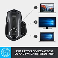 Logitech MX Master 2S Wireless Mouse, Multi-Device, Bluetooth or 2.4GHz Wireless with USB Unifying Receiver, 4000 DPI Any Surface Tracking, 7 Buttons, Fast Rechargeable, Laptop/PC/Mac/iPad - Graphite