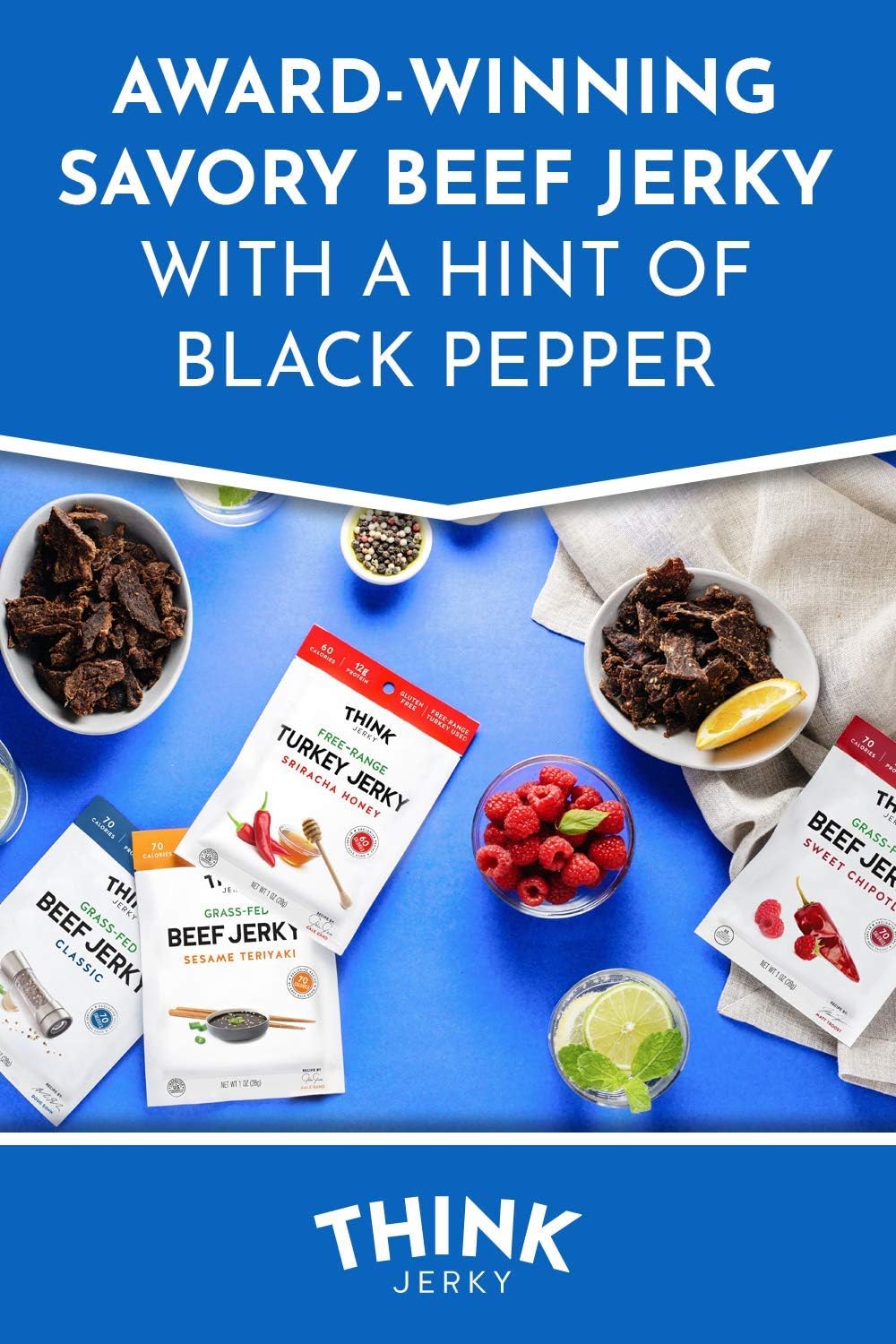 THINK JERKY High-Protein Jerky Snacks, Gluten Free, Chef-Crafted