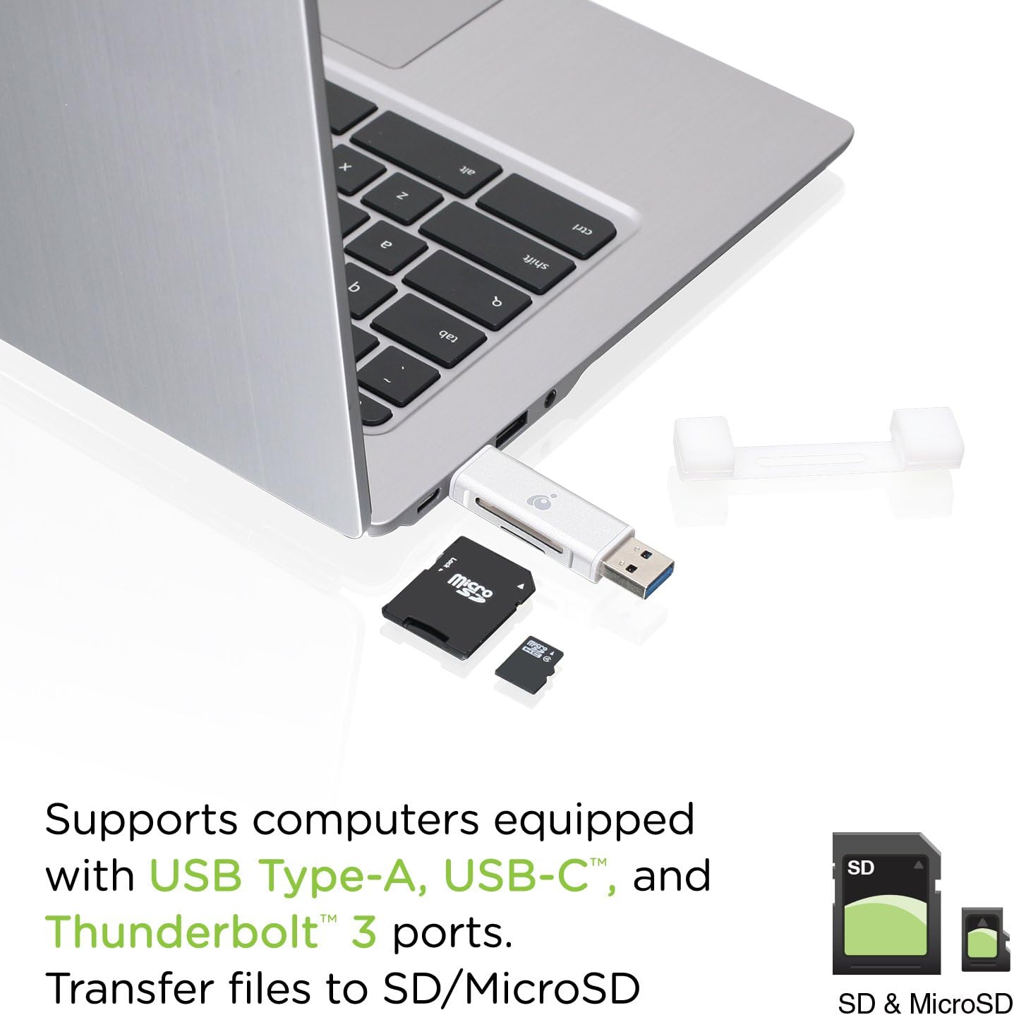 IOGEAR USB-C 2-in-1 SD Card Reader w/ USB-A - GFR3C12 (Pack of 2)