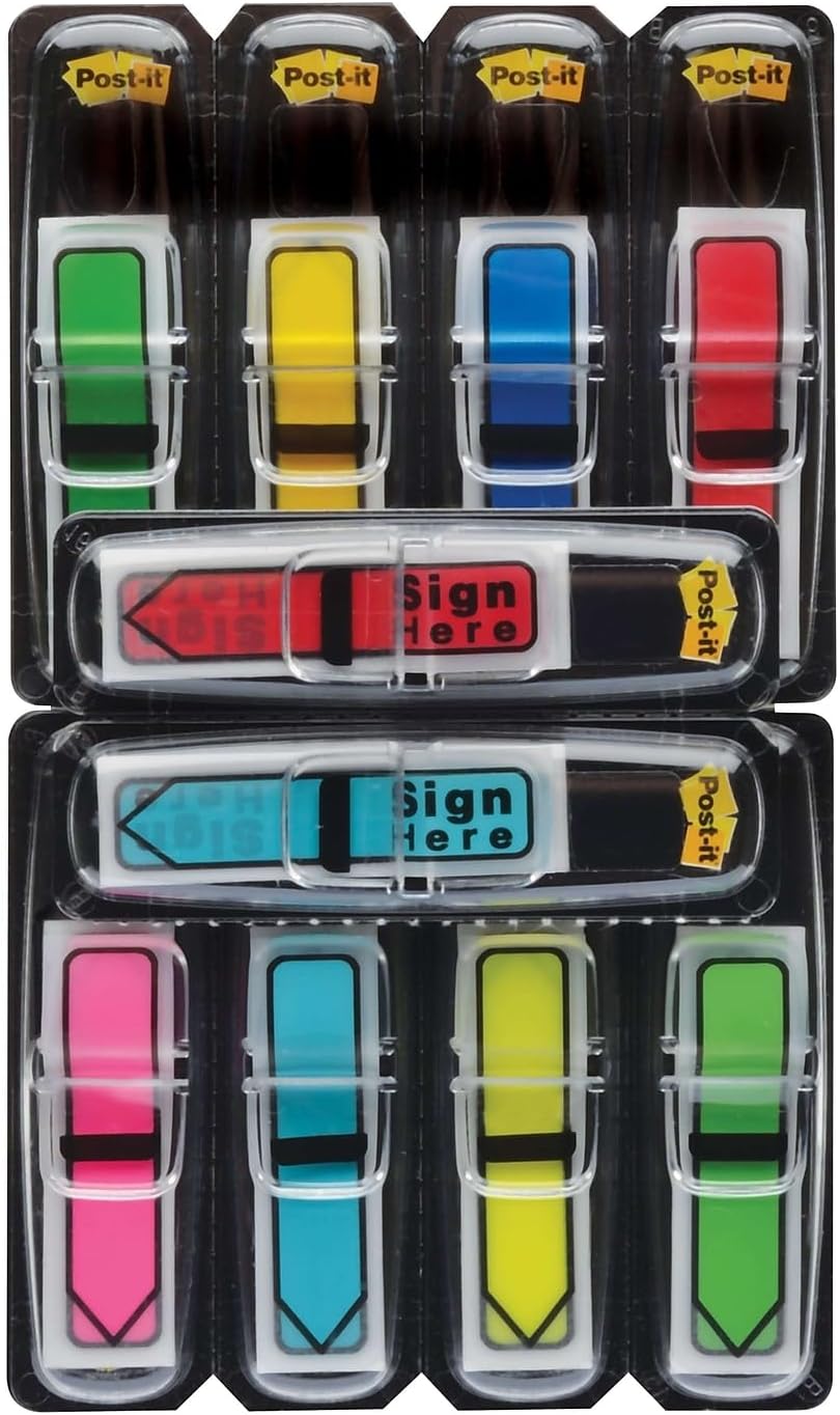 Post-it Flags Arrow 1/2" Page Flags, Eight Assorted Colors, 250/Pack (684VAD2)