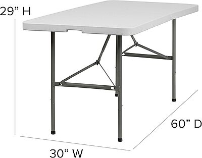 FLASH FURNITURE Bi-Fold Plastic Folding Table