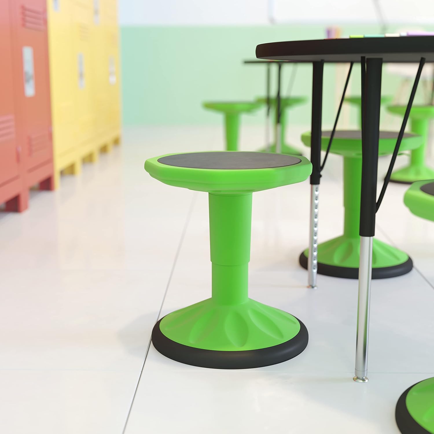 FLASH FURNITURE Carter Adjustable Height Active Learning Stool, Backless Wobble Stool with 360-Degree Swivel, 14-18 in H