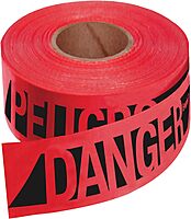 Empire 76-0604 Reinforced Construction Grade Danger/Peligro Tape Red with Black Ink, 500-Feet by 3-Inch
