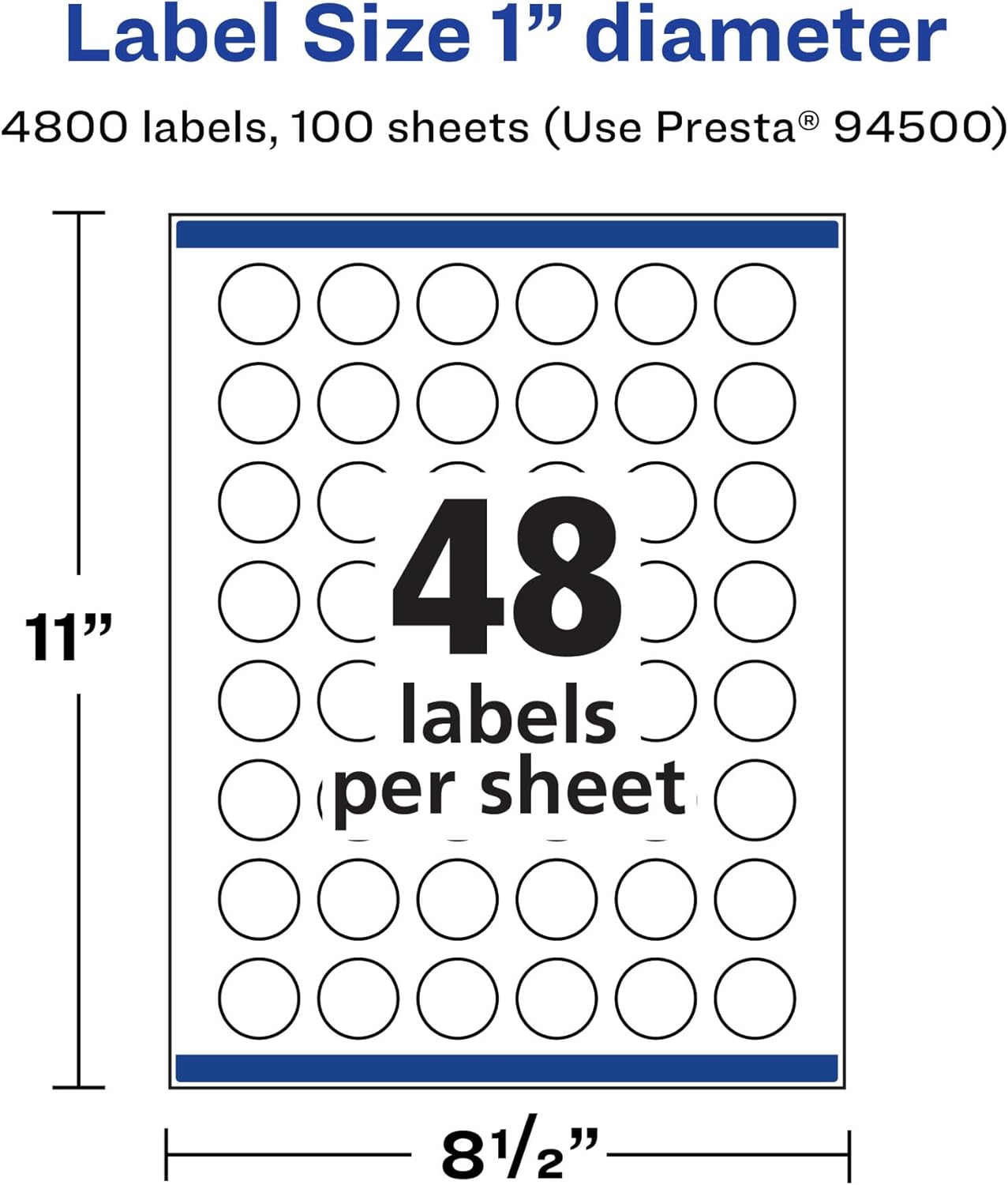 Avery Matte White Round Labels, Sure Feed Technology, 1" Diameter, Printable