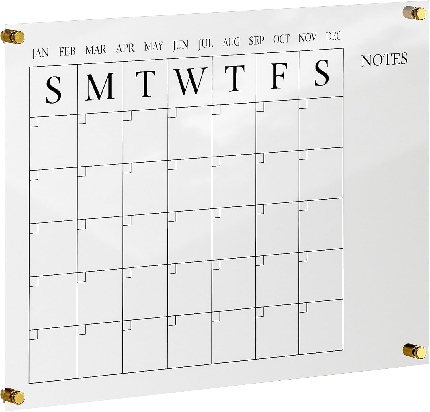 Martha Stewart Grayson Acrylic Wall Calendar and Notes Board with Dry Erase Marker