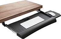 Mount-It! Keyboard Tray Under Desk with Adjustable Mouse Platform – Easy-Glide Sliding Drawer Under Desk Slide Out