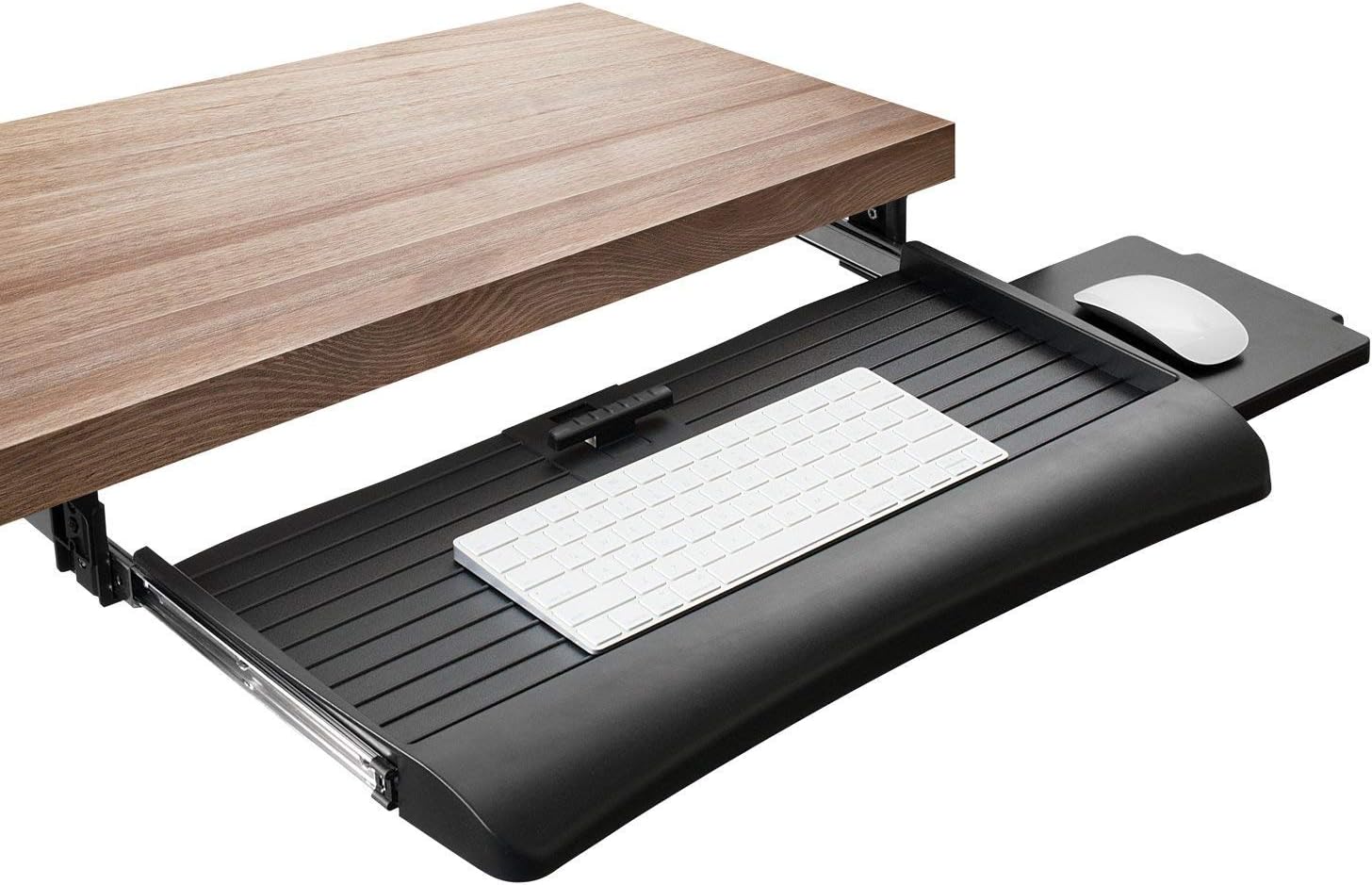 Mount-It! Keyboard Tray Under Desk with Adjustable Mouse Platform – Easy-Glide Sliding Drawer Under Desk Slide Out
