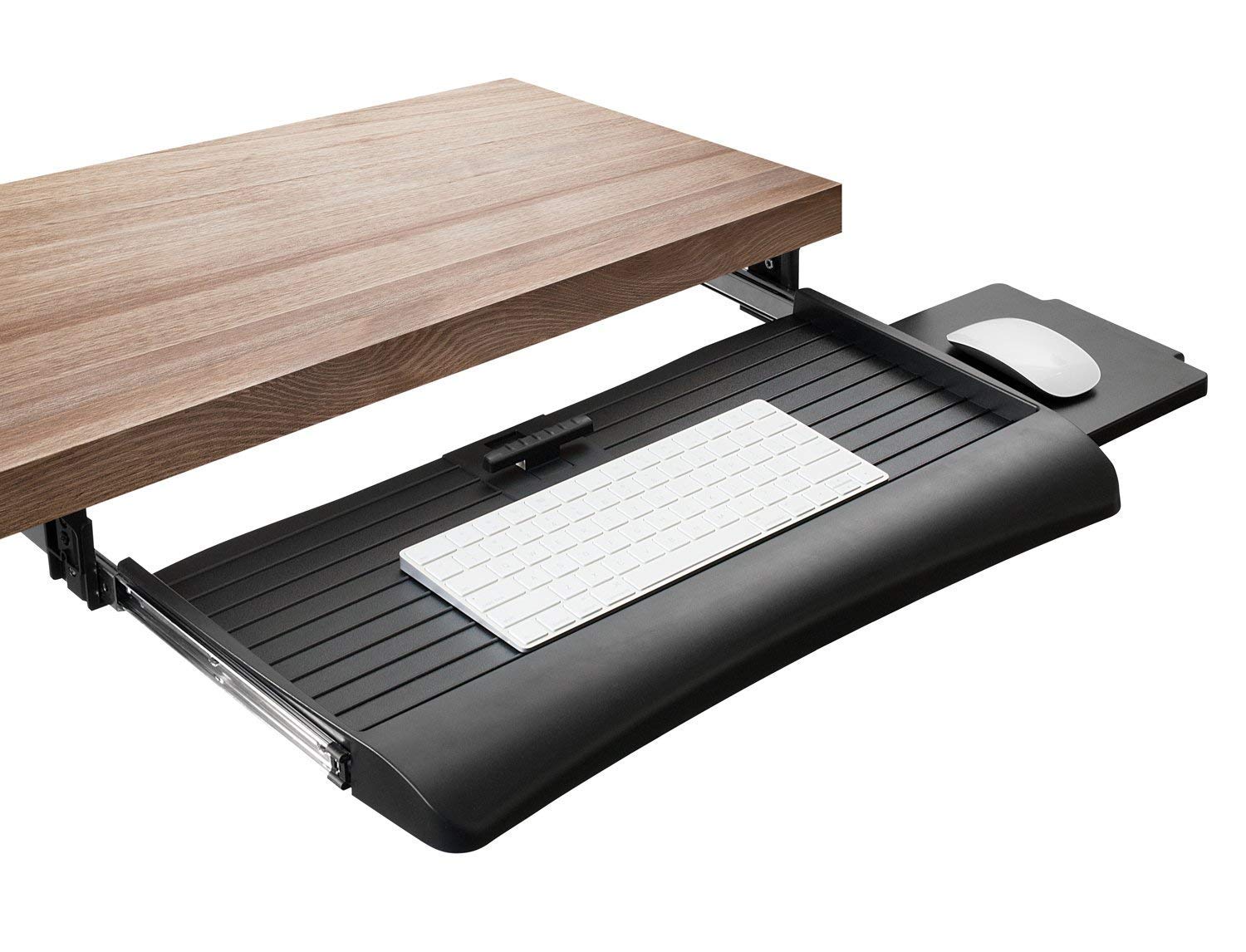 Mount-It! Keyboard Tray Under Desk with Adjustable Mouse Platform – Easy-Glide Sliding Drawer Under Desk Slide Out