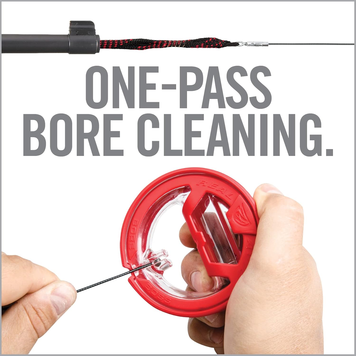 Real Avid Bore Boss Gun Cleaning System - Rapid Pull Through Barrel & Bore Cleaning Cable with Integrated Brush & Mop