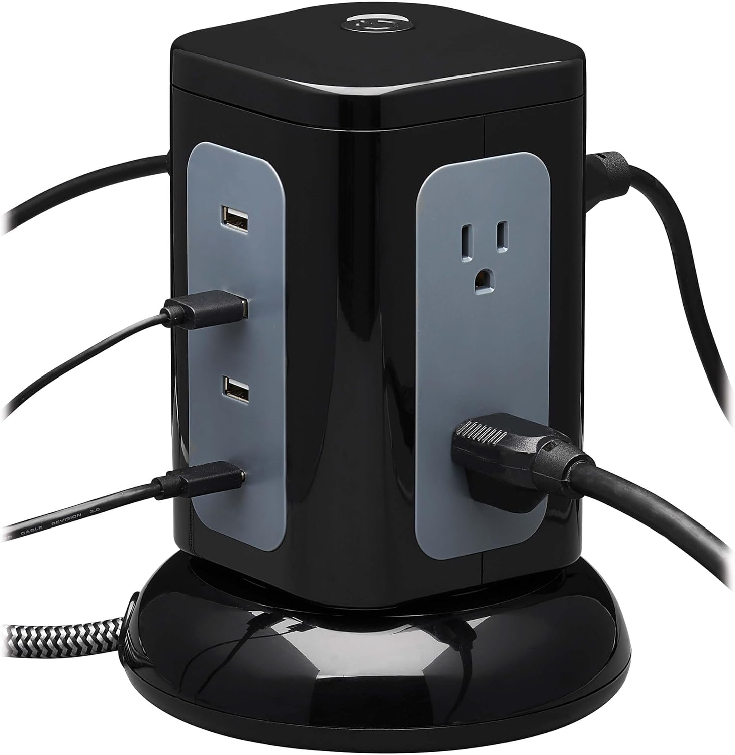 Tripp Lite TLP606UCTOWER Surge Protector Tower with USB Ports, 1800 Joules, 6-Outlets, 3 USB-A + 1 USB-C, 8ft Cord