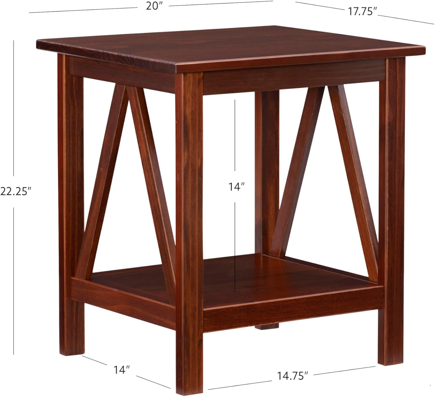 Linon Home Dcor Linon Home Decor Titian End Table, 20"w x 17.72"d x 22.01"h, Antique Tobacco