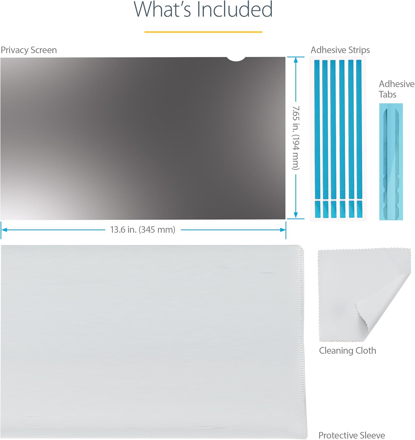 StarTech.com Laptop Privacy Screen - Anti-Glare Privacy Filter for Widescreen (16:9) Displays - Matte/Glossy