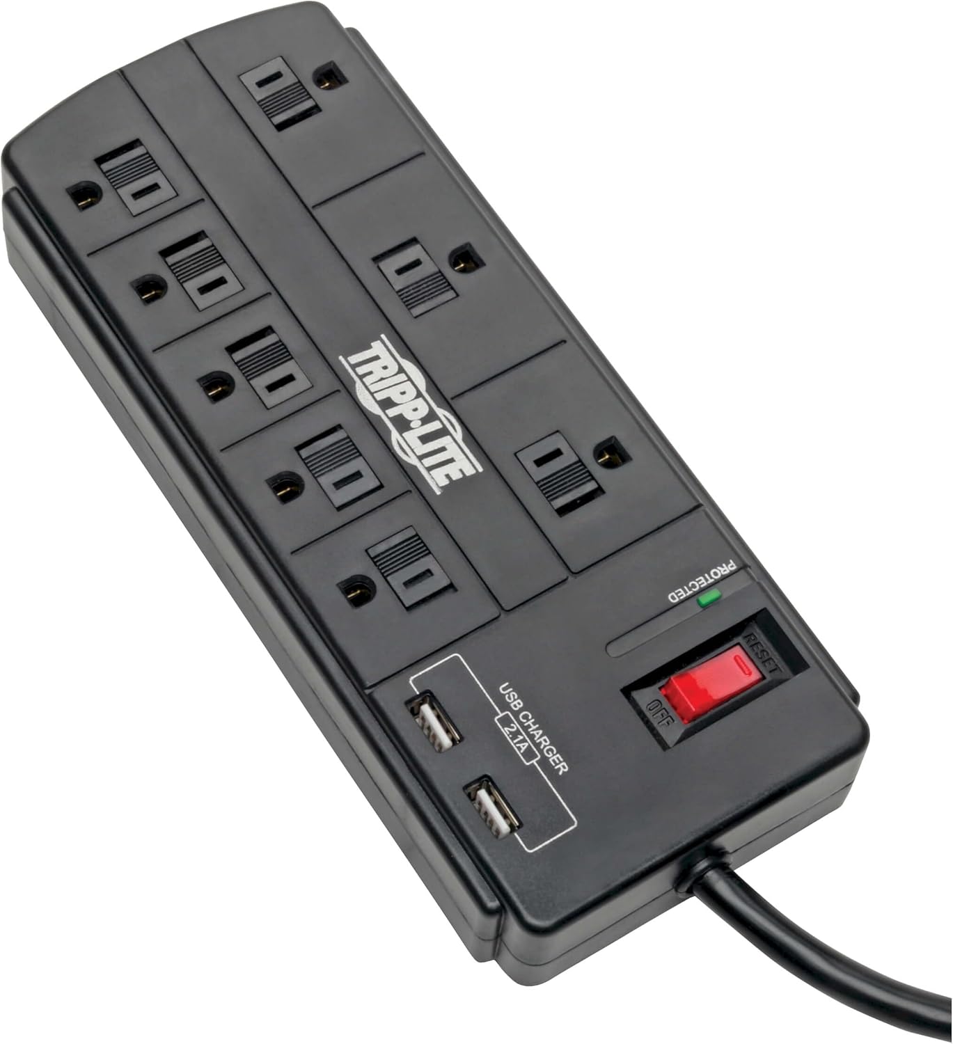 Tripp Lite Surge Protector with USB Charging, 8 Outlet Surge Protector Power Strip, 2 USB Charge Ports, 8ft Cord